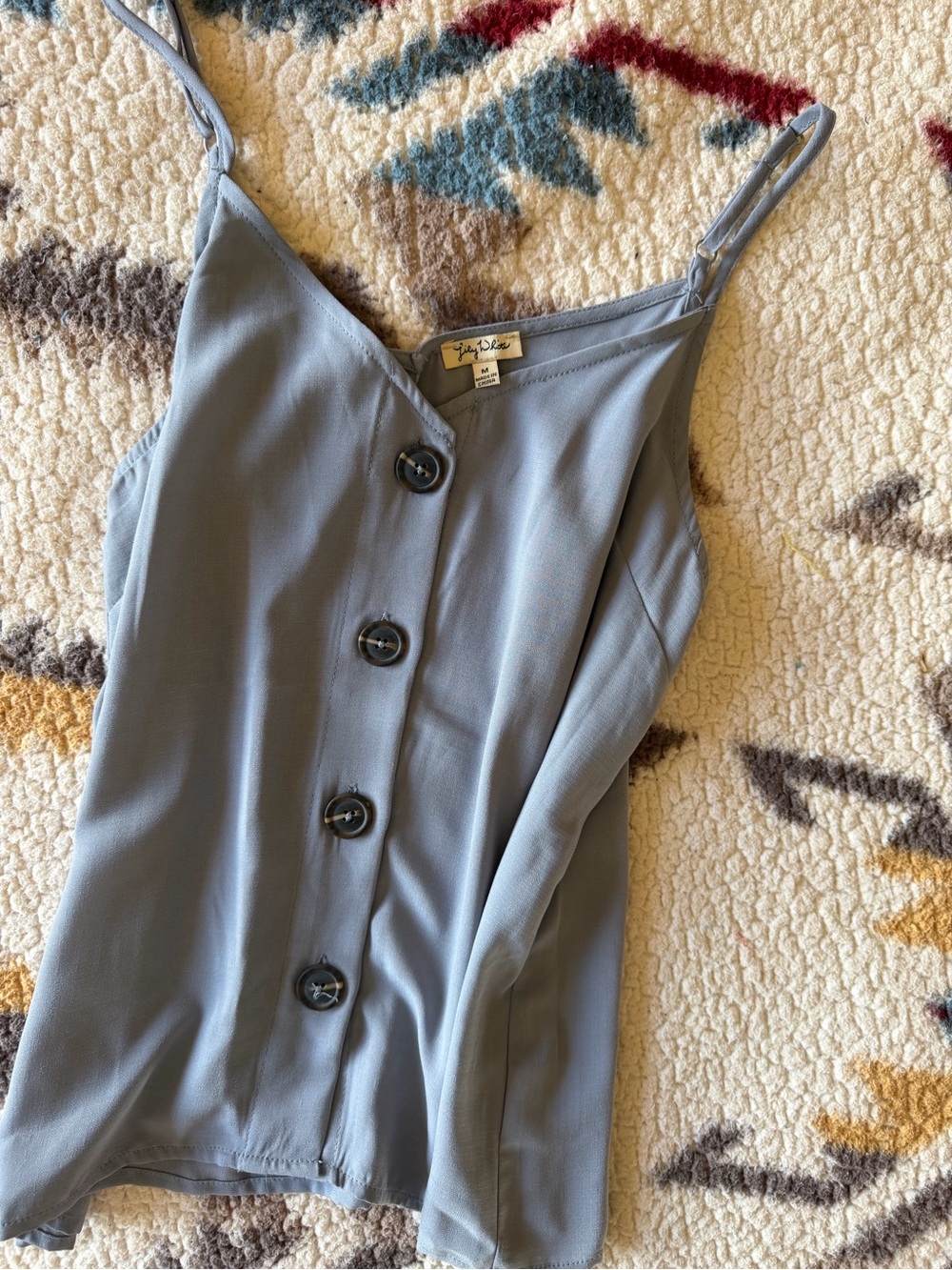 Judy Blue Slate Blue Button-Front Spaghetti Strap Cami